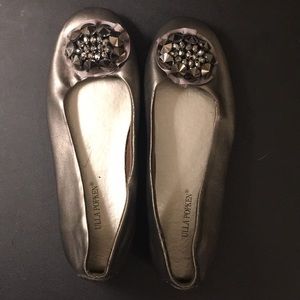 Ulla Popken Jeweled Flats in Pewter